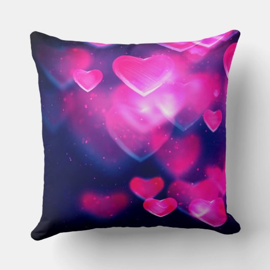 女の子ダンスピンクとパープルフローティングハート クッション (裏面)