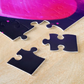 女の子ダンスピンクとパープルフローティングハート ジグソーパズル (側面)