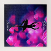 女の子ダンスピンクとパープルフローティングハート ジグソーパズル (横)