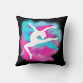 女の子ダンスリープピンクブルーカラー爆弾と名前 クッション (裏面)