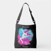 女の子ダンスリープピンクブルーカラー爆弾と名前 クロスボディバッグ (正面)