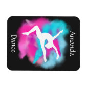 女の子ダンスリープピンクブルーカラー爆弾と名前 マグネット (横)