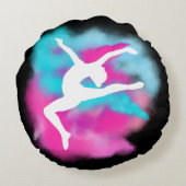 女の子ダンスリープピンクブルーカラー爆弾と名前 ラウンドクッション (裏面)