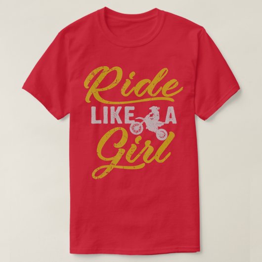 女の子ダートバイクモトクロスのように乗る Tシャツ (デザイン正面)