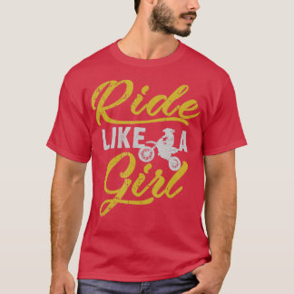 女の子ダートバイクモトクロスのように乗る Tシャツ