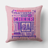 女の子チアリーティングピンクと紫ワードアート クッション (裏面)