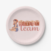 女の子チームのバビシャワー ペーパープレート (正面)