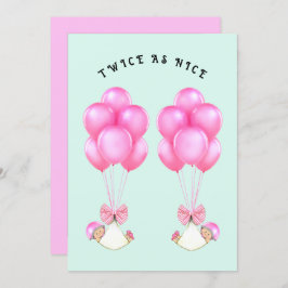 女の子ツインズベビーシャワー 招待状