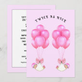 女の子ツインズベビーシャワー 招待状 (正面/裏面)