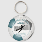 女の子ティール(緑がかった色)グレ買イサッカー1またはチーム全体 キーホルダー (正面)