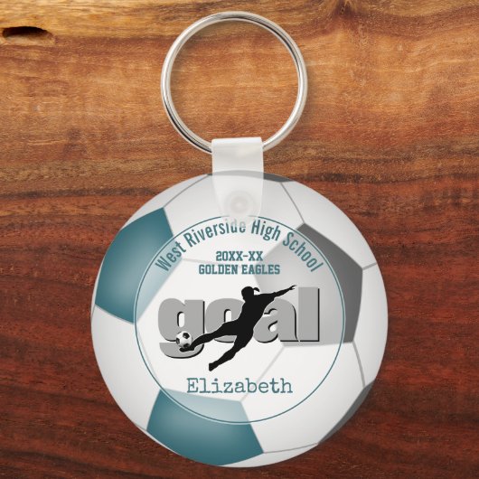 女の子ティール(緑がかった色)グレ買イサッカー1またはチーム全体 キーホルダー (正面)