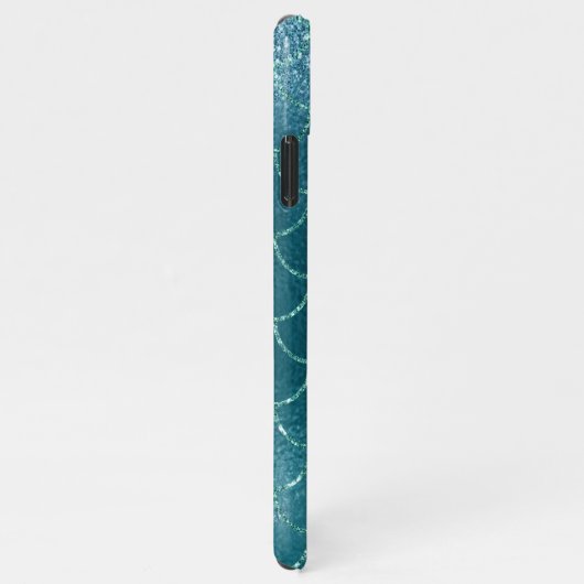 女の子ティール(緑がかった色)ターコイズマーメイドモはかりで測ノグラム名 iPhoneケース (右側)