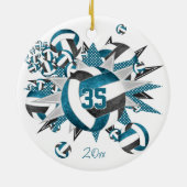 女の子ティール(緑がかった色)ブラックバレーボールスターズ記念 セラミックオーナメント (裏面)