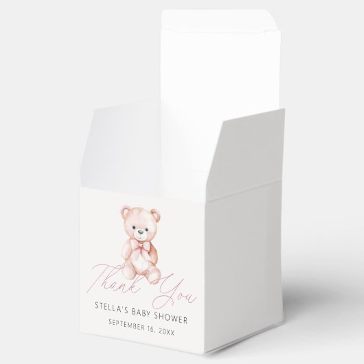 女の子テディベアありがとう赤ちゃんシャワー フェイバーボックス (オープン)