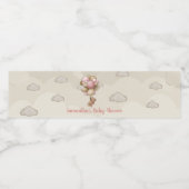 女の子テディベアのピンクバルーン赤ちゃんシャワー ペットボトルラベル (シングルラベル)