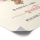 女の子テディベアピンクのバルーンベビーは甘いサイン ポスター (角)