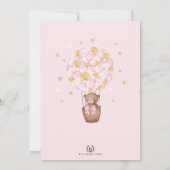 女の子テディベアピンク金ゴールドバルーン1st誕生日 招待状 (裏面)