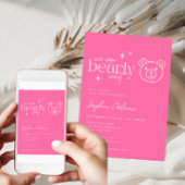 女の子テディベア我々は赤ちゃんシャワーを待つことができる 招待状