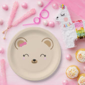 女の子テディベア誕生日パーティーピンク ペーパープレート (パーティー)