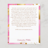 女の子テディベア赤ちゃんシャワーサンキューカード (裏面)