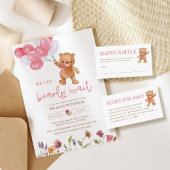 女の子テディベア赤ちゃんシャワー本ベビー挿入用 エンクロージャーカード