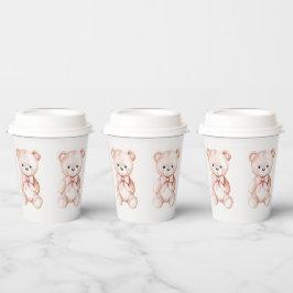 女の子テディベア赤ちゃんシャワー 紙コップ