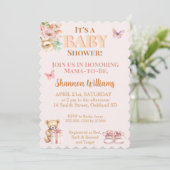 女の子テディ大切ベア赤ちゃんシャワー 招待状 (スタンド正面)