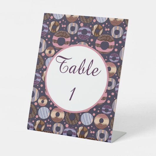 女の子テーブルのサインのための甘いドーナツ湾シャワー 台座サイン (正面)