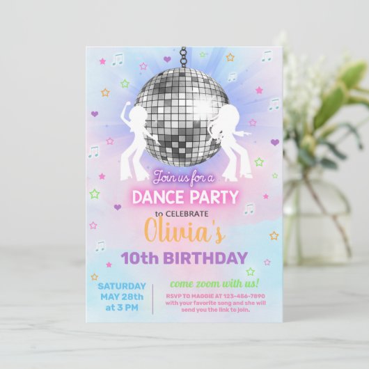 女の子ディスコのダンスパーティー、仮想ダンスパーティー。 招待状 (スタンド正面)