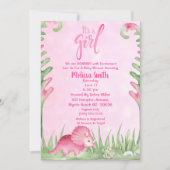 女の子ディノベイビーシャワー招待状 招待状 (正面)