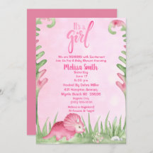 女の子ディノベイビーシャワー招待状