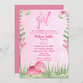 女の子ディノベイビーシャワー招待状 招待状