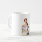 女の子ドレスレッドヘッド コーヒーマグカップ (正面左)