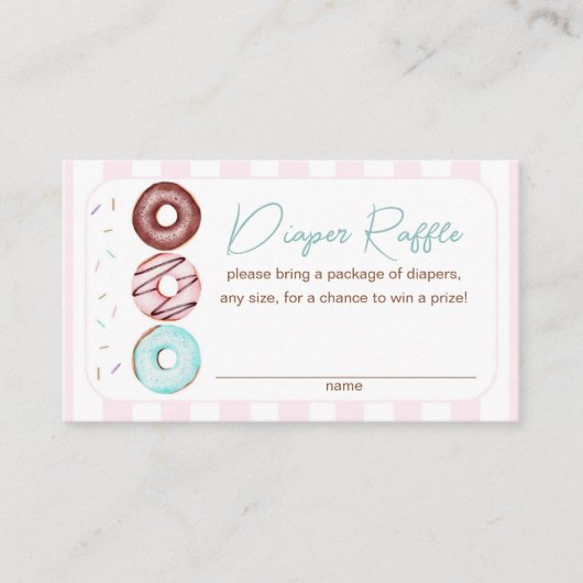 女の子ドーナツ赤ちゃんシャワーおむつラッフル エンクロージャーカード (正面)