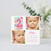 女の子ナンバー2第2の誕生日の年写真 招待状 (スタンド正面)