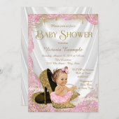 女の子ハイヒールシューズ真珠ベビーシャワー 招待状 (正面/裏面)