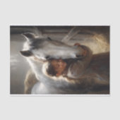 女の子ハギングホワイトホース切り離し 薄葉紙 (正面)