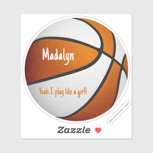 女の子バスケッ遊プのようなオレンジ色の白 シール (シート)