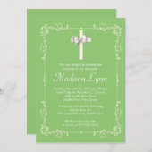 女の子バプテエレガントスマ|《キリスト教》洗礼式や命名式クエレガントロス 招待状 (正面/裏面)