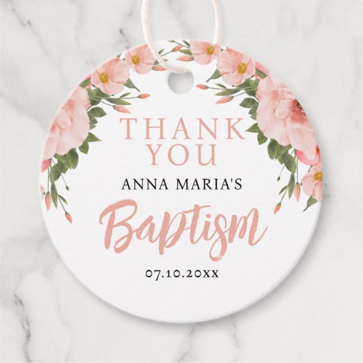 女の子バプテスピンクの花ありがとう フェイバータグ (正面)