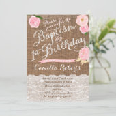 女の子バプテスマの誕生日招待状，ピンクの洗礼 招待状 (スタンド正面)