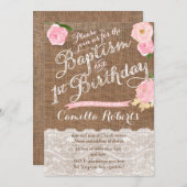 女の子バプテスマの誕生日招待状，ピンクの洗礼 招待状 (正面/裏面)