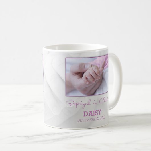 女の子バプテスマベビーおめでとうパーソナライズされた コーヒーマグカップ (正面右)