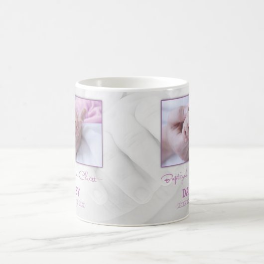女の子バプテスマベビーおめでとうパーソナライズされた コーヒーマグカップ (中央)