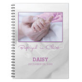 女の子バプテスマベビーおめでとうパーソナライズされた ノートブック (正面)