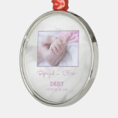 女の子バプテスマベビーおめでとうパーソナライズされた メタルオーナメント (左)