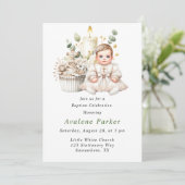 女の子バプテスマ付きホワイトクロスカッケ 招待状 (スタンド正面)