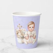 女の子バプテスマ付きホワイトクロスカッケ 紙コップ (裏面)