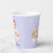 女の子バプテスマ付きホワイトクロスカッケ 紙コップ (左)