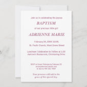 女の子バプテスマ恵みピンククロスダマスクスワーズ 招待状 (裏面)